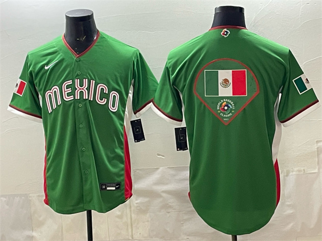 Men's Mexico Baseball Team Big Logo Green 2026 World Baseball Classic Home Stadium Stitched Jersey Men's Mexico Baseball Team Big Logo Green 2026 World Baseball Classic Home Stadium Stitched Jersey